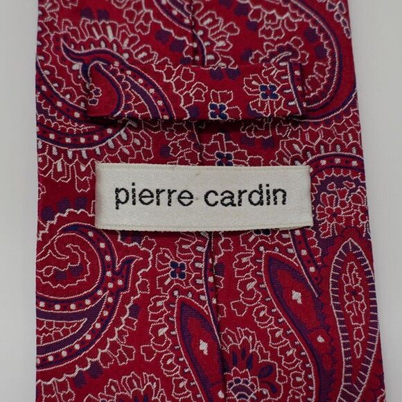 Pierre Cardin‎ Paisley Red Woven Silk Tie - Picture 3 of 6